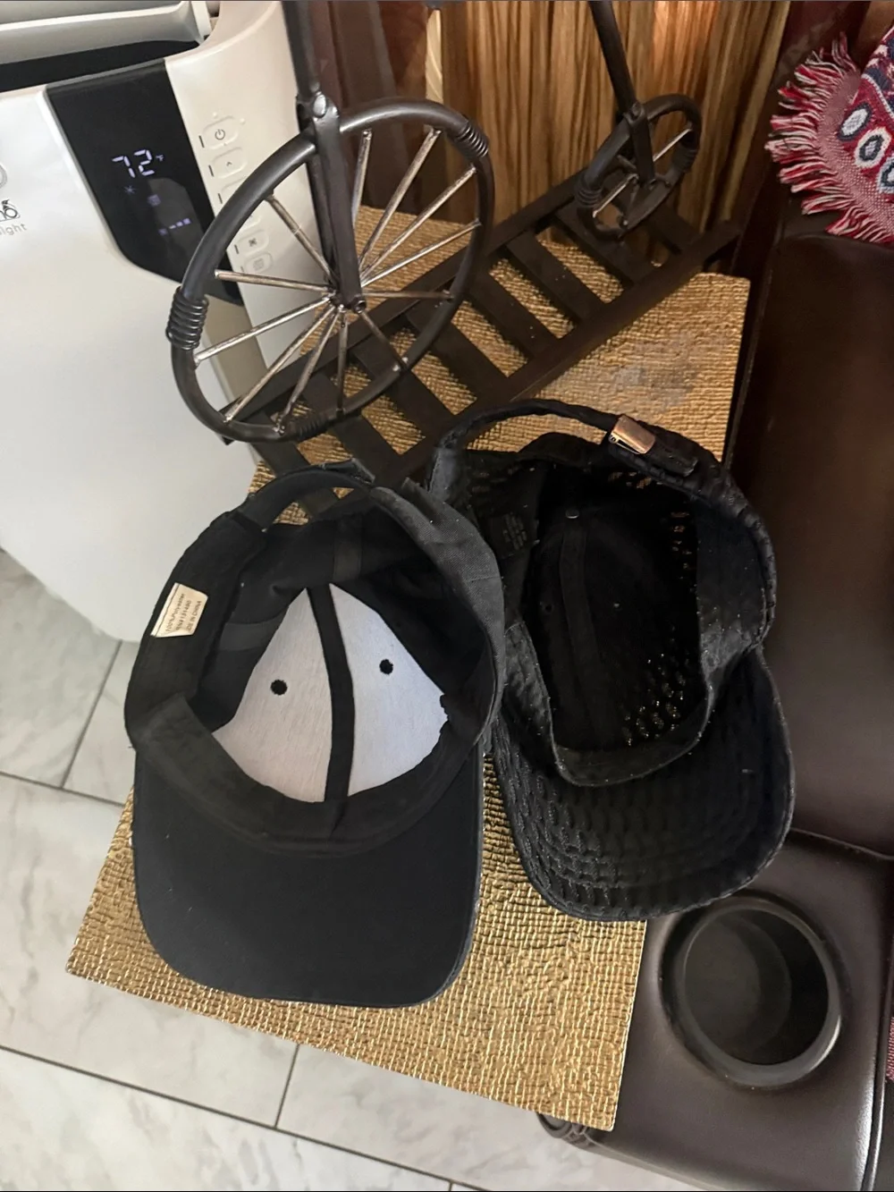Steve Madden Black Rhinestone Visor Cap